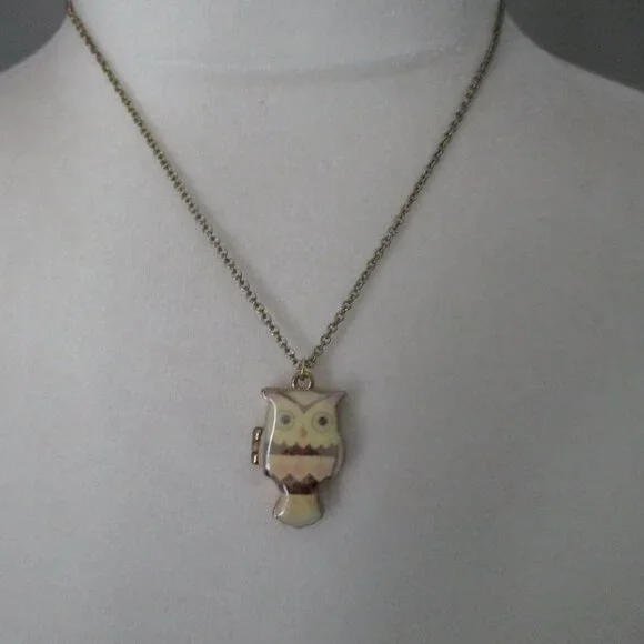 **3 for $15** Enamel Owl locket necklace - Picture 2 of 7